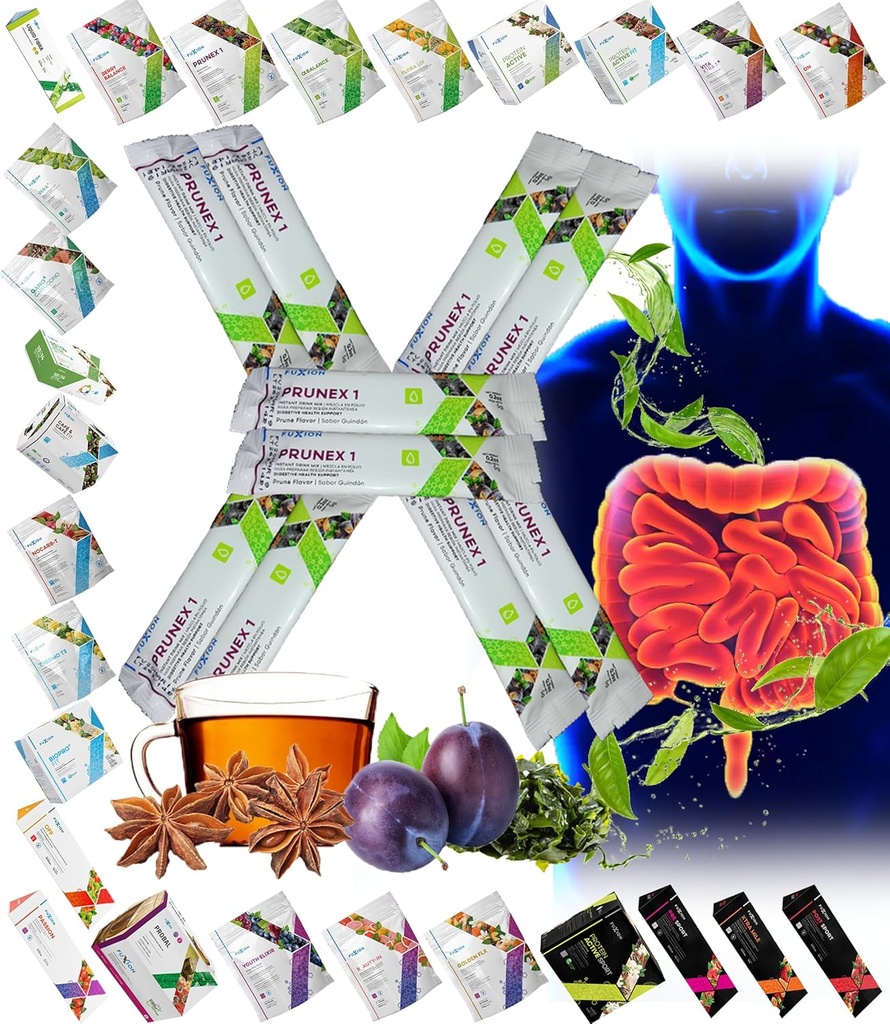 All Natural Detox Cleanse Instant Tea Mix Prune & Plum w. Fiber & Inulin für optimalen Darmübergang von FuXion Prunex 1 (10 Sachets)