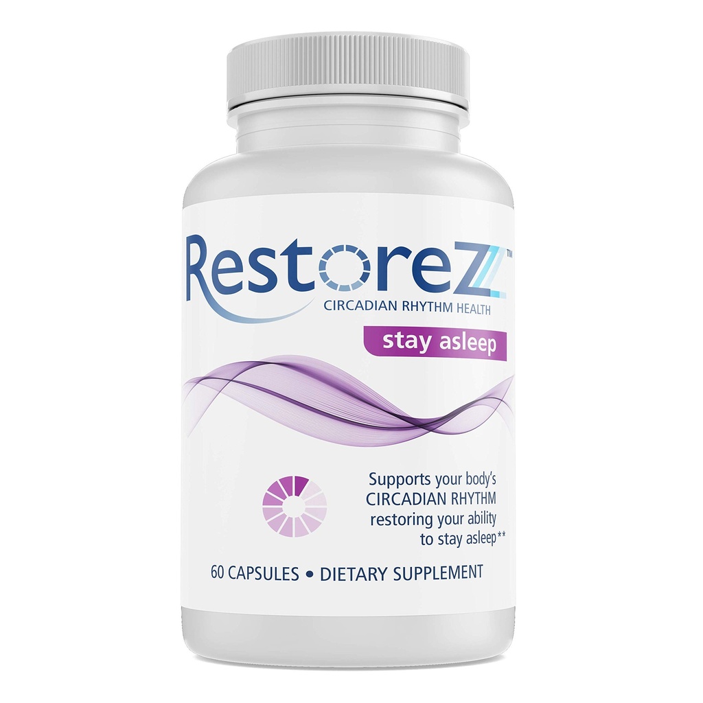 RestoreZ Stay Asleep (60 Kapseln) Natürliche Schlaf-Ergänzung - Halten Sie lange restful Schlaf durch die Nacht - Nicht-Habit Forming Schlafhilfe