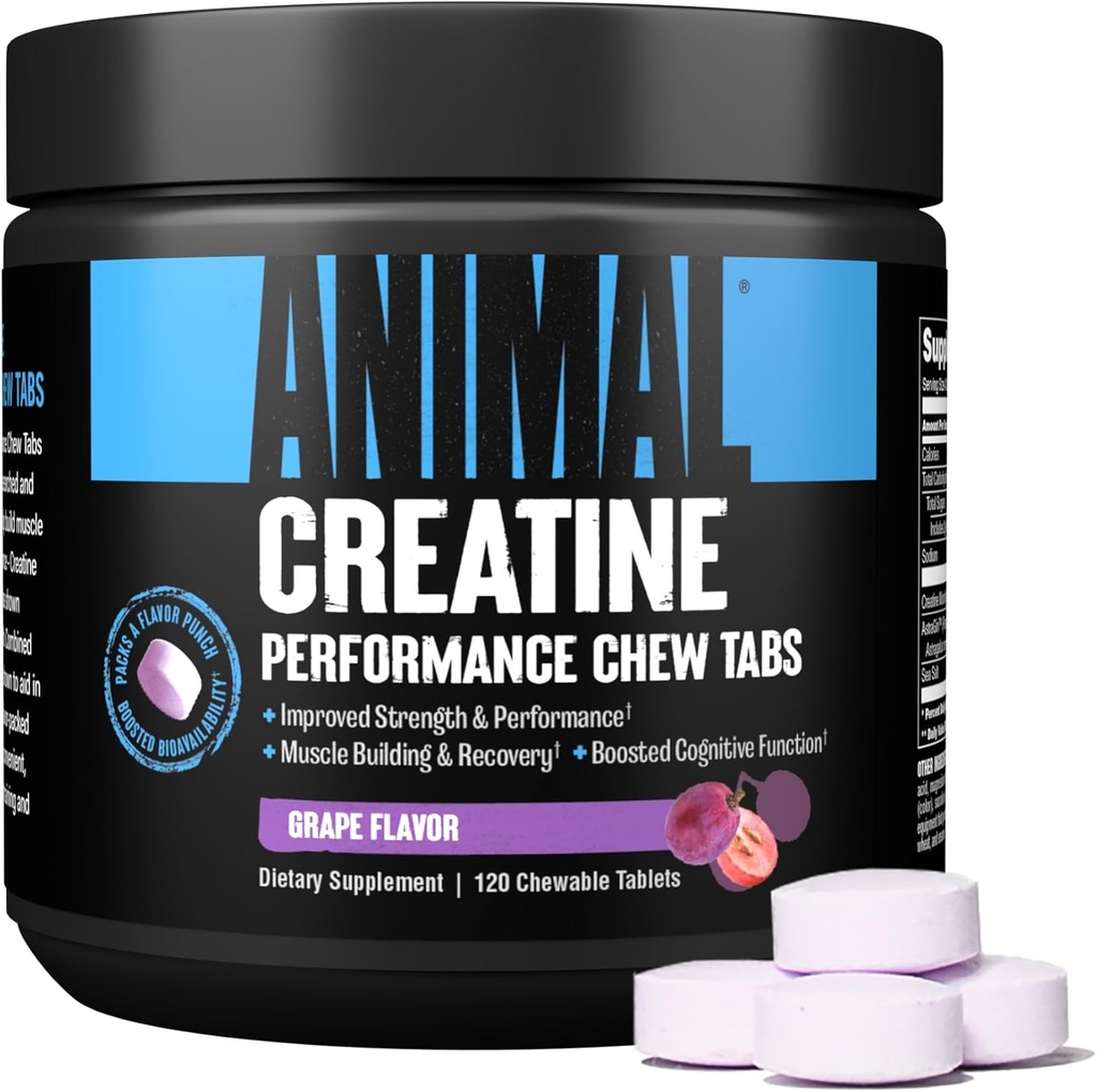 Animal Omega 3 & 6 Supplement mit Creatine Chews Tabletten mit AstraGin 30 Day Pack verbessert