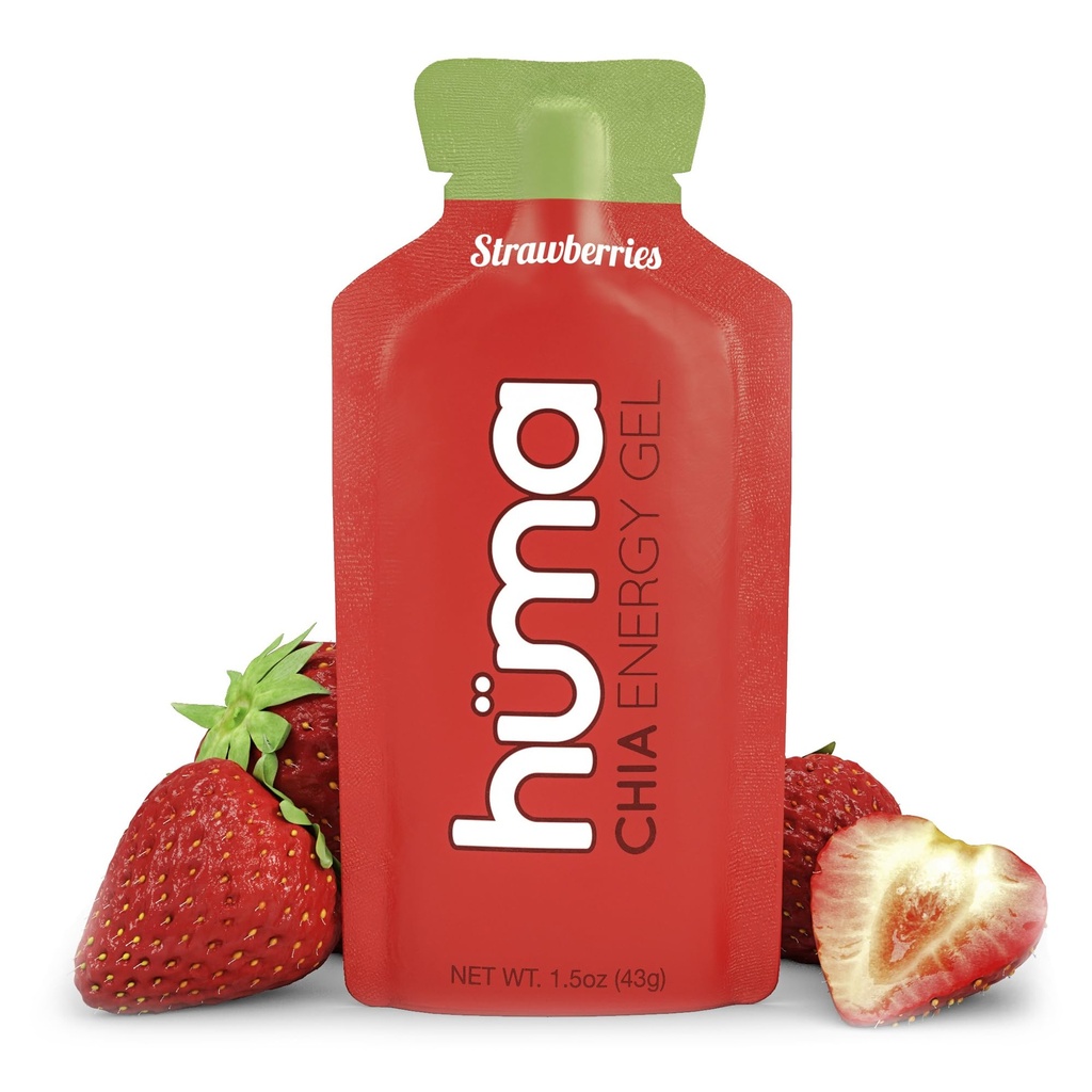 Huma Chia Energy Gel, fraises, 12 gels - Première nutrition sportive pour l'endurance