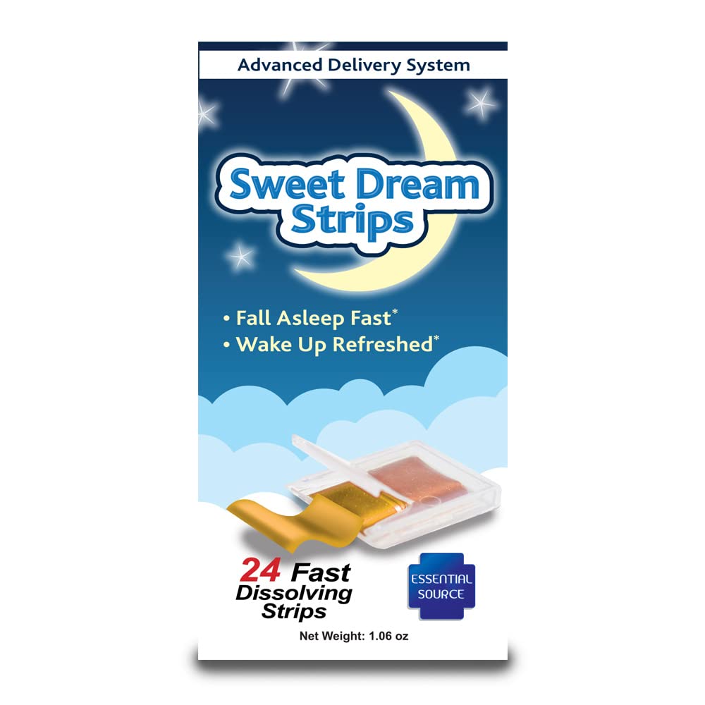 Source essentielle Sweet Dream Bandes de sommeil buvables avec Melatonine, Piper Methysticum et Huperzine A - Herbal Bandes de bouches à dissolution rapide pour dormir - Supplément de sommeil profond - 24 Comte