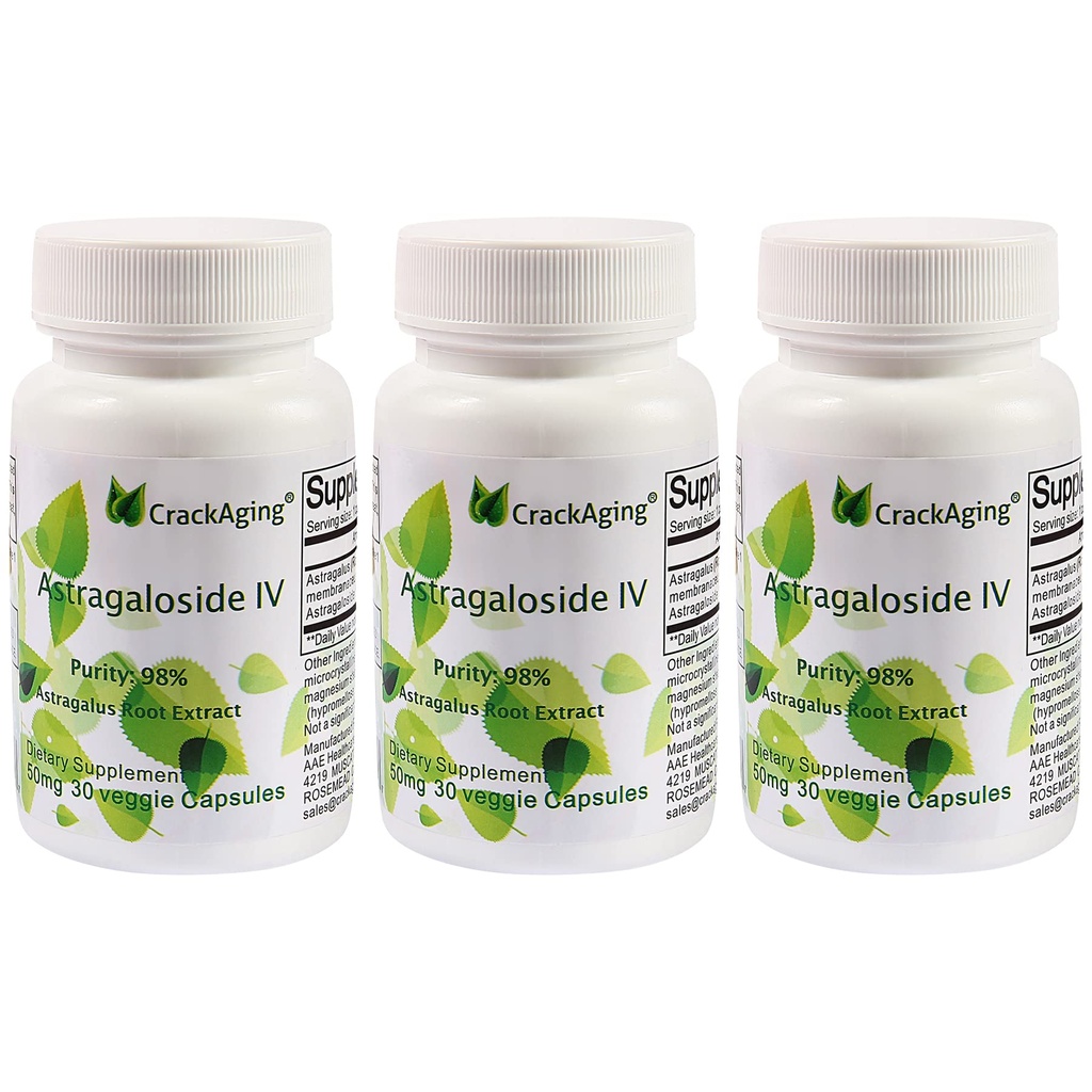 Astragaloside IV 98% de suppléments anti-âge pour le soutien immunitaire adulte 50mg/cap 90 capsules dans 3 bouteilles