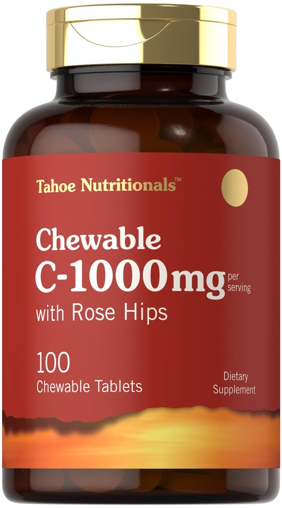 Carlyle Vitamin C Chewables | 1000mg | 100 Tabletten Natürliche Orange Geschmack | Vegetarisch, Non-GMO & Gluten Kostenlose Nahrungsergänzung | Tahoe