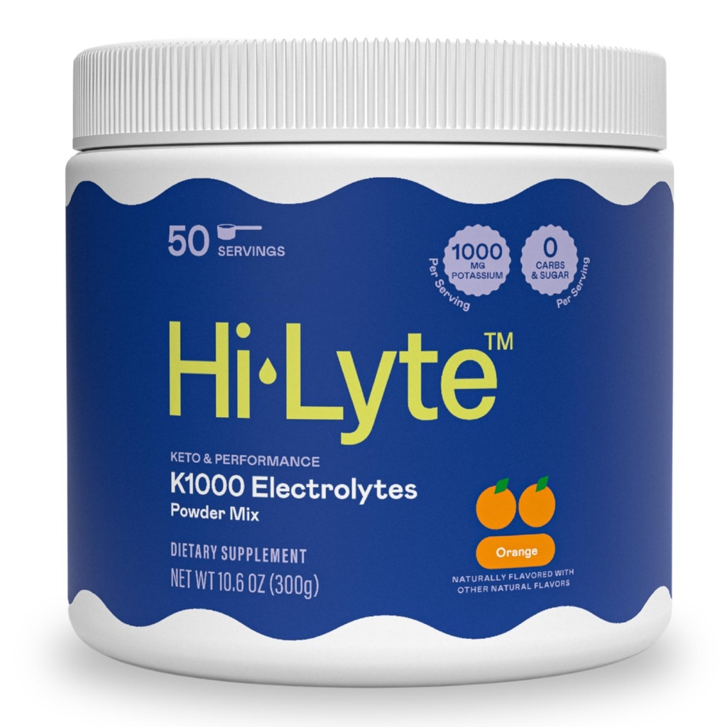 Hi-Lyte K1000 Mélange de poudre d'électrolytes Orange Keto & Performance, 50 portions