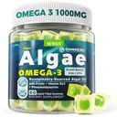 Omega-3 végétalien pour adultes, huile de poisson alternative à l'huile d'algues, base végétale DHA 460mg & EPA 230mg Plus MéthylFolat, vitamine B12, Phosphatidylsérine, Pas de goût de poisson, végétalien, sans sucre, 60 Cts