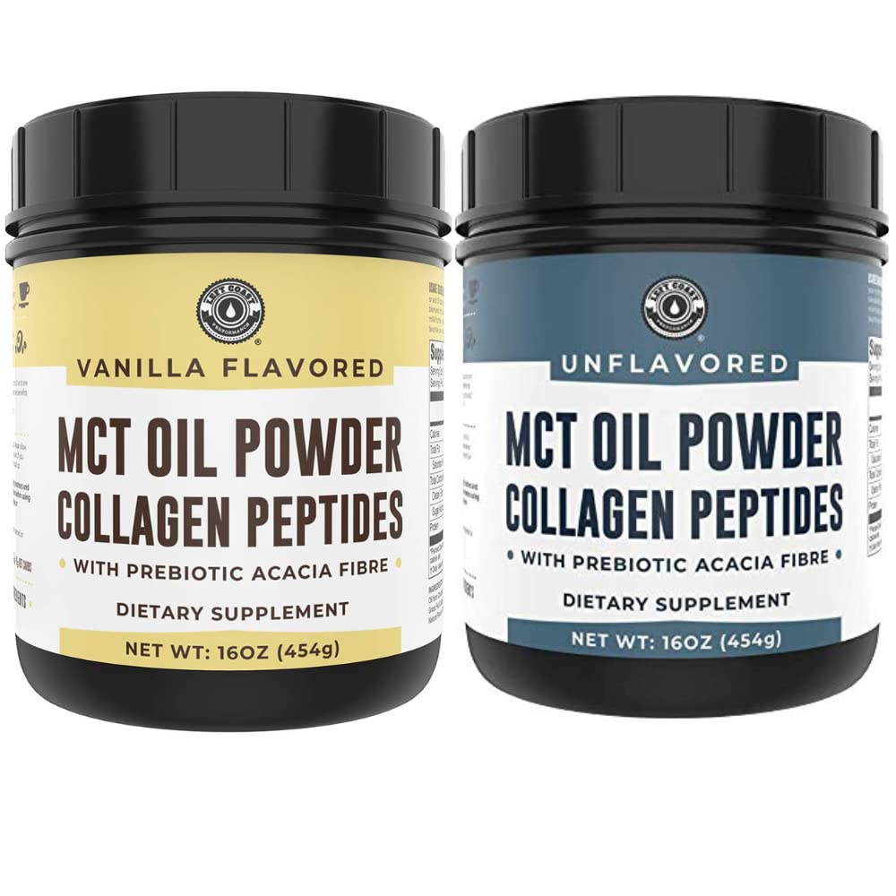 Performance de la côte gauche Keto Vanilla MCT Poudre de collagène et poudre de collagène Kéto non aromatisée