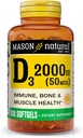 MASON NATURAL Vitamin D3 2.000 IU Ultra Strength, unterstützt Knochendichte, Stärke und Immungesundheit, 300 Softgels