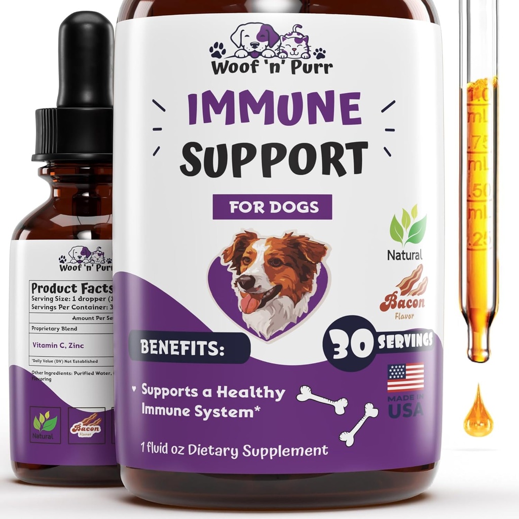 Dog Immununterstützung - Immununterstützung für Hunde - Hund Immun- und Allergieergänzung - Hund Immun Booster - Hund Immune Booster - Hunde Immununterstützungsergänzung - Hund Immune Supplement - 1 fl oz