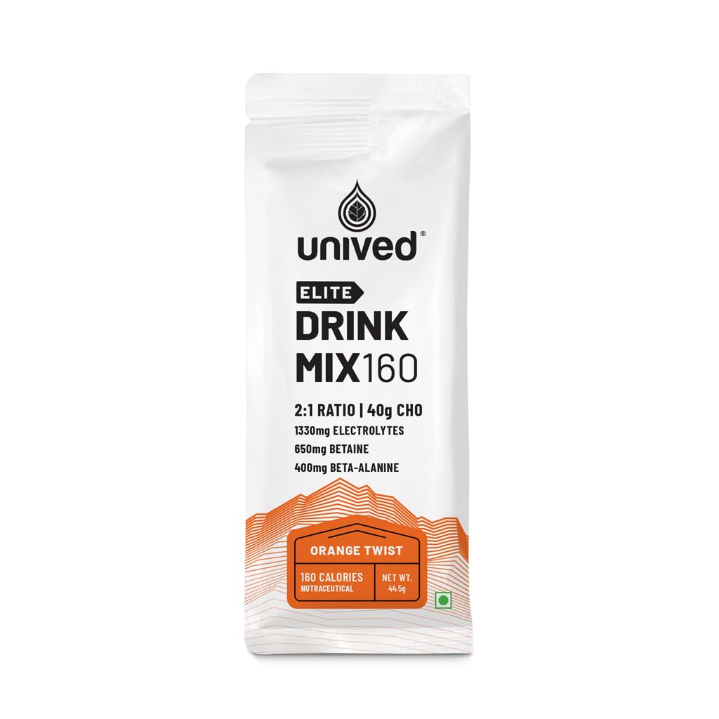 Unived Elite Drink Mix 160 | Isotonic Energy Drink | 2:1 Ratio & 40g Kohlenhydrate mit Betaine & Beta-Alanine | Endurance Athletes Sportgetränk Orange Twist, 8 Pack