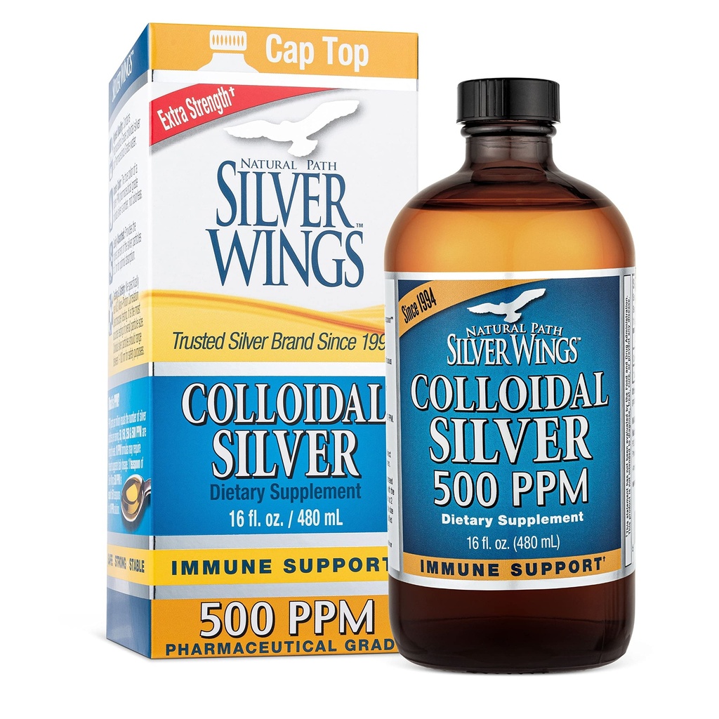 Natürliche Pfad Silber Flügel Kolloid Silber 500ppm (2.500mcg) Immununterstützungsergänzung 16 fl. oz.