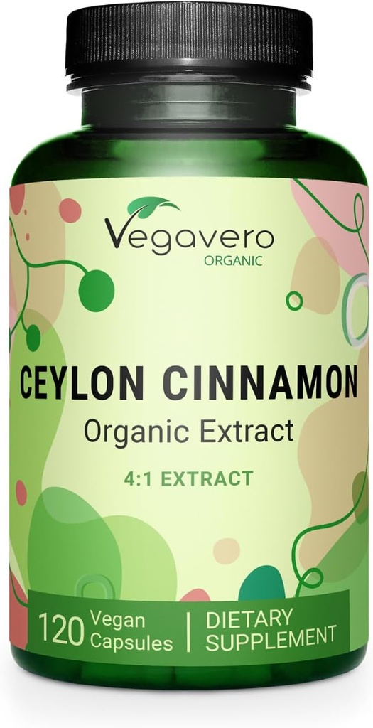 Vegavero Organic Ceylon Cinnamon | 2000mg | USDA Zertifiziert | NO Künstliche Zusatzstoffe | 4 Monate Versorgung | Lab-geprüft, Non-GMO | 120 Kapseln | Vegan