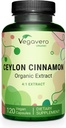 Vegavero Organic Ceylon Cinnamon | 2000mg | USDA Zertifiziert | NO Künstliche Zusatzstoffe | 4 Monate Versorgung | Lab-geprüft, Non-GMO | 120 Kapseln | Vegan