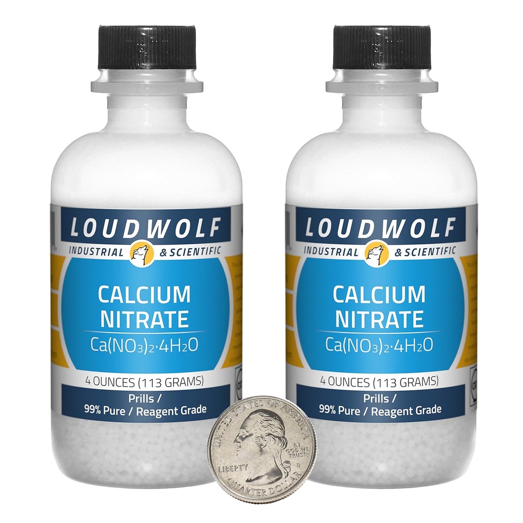 Nitrate de calcium / 8 onces / 2 bouteilles / 99 % de grade/prilles de réactif pur