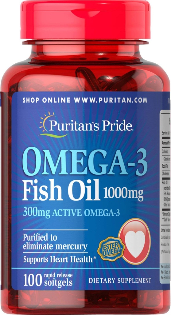 Puritans Pride Omega-3 Fischöl 1000 Mg, 100 Count
