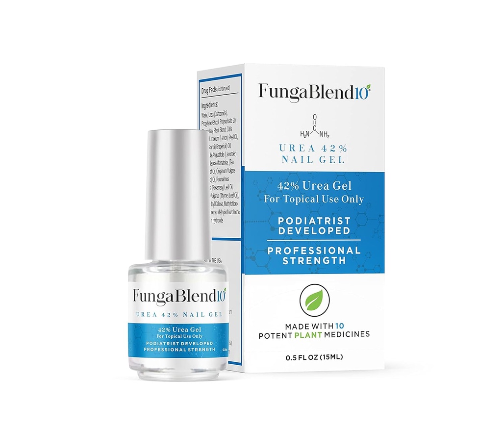 FungaBlend 10 - Urée 42% Gel d'ongle pour guérir plus rapidement les champignons - Offre des médicaments antifongiques directement aux champignons - Résultats rapides Solution thématique pour le traitement de réparation des ongles d'orteils et de doigts