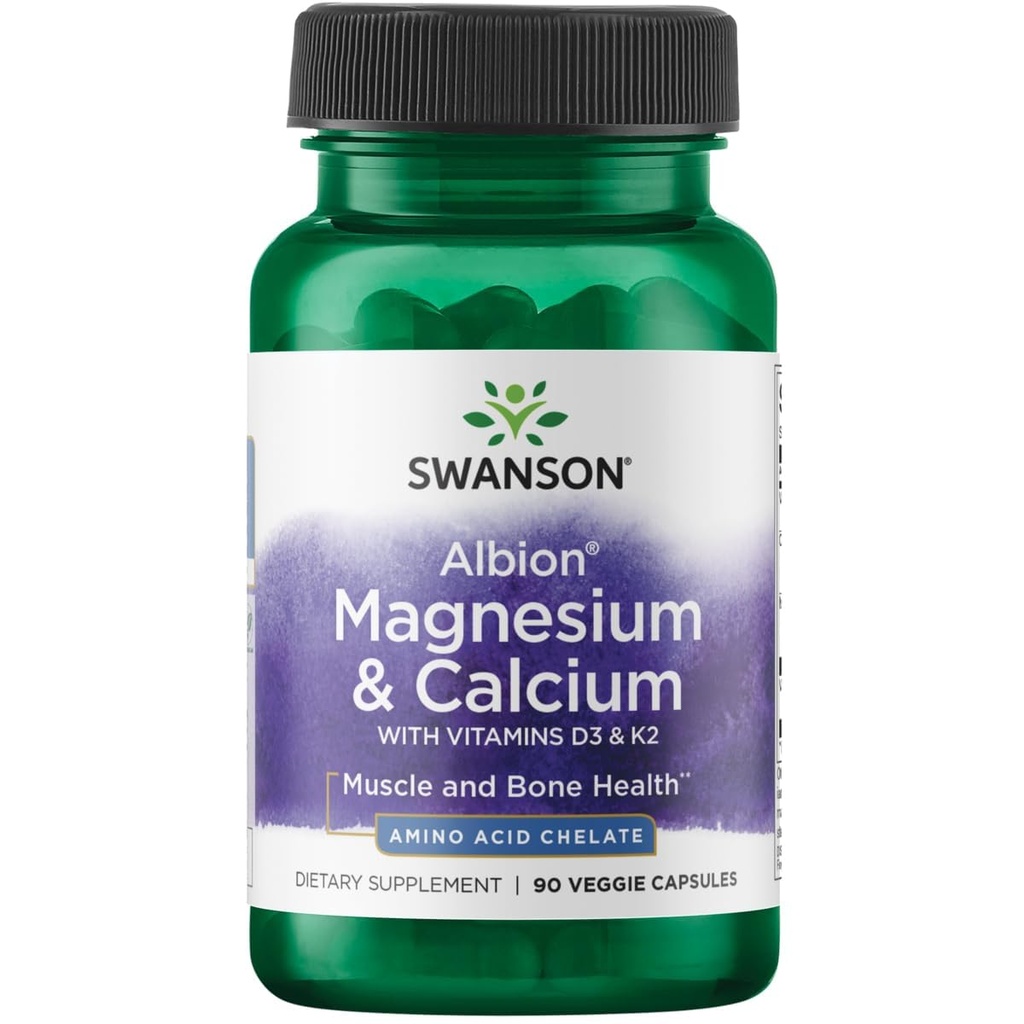 Swanson Albion Chelat Magnesium & Calcium 2:1 90 Veg Kapseln