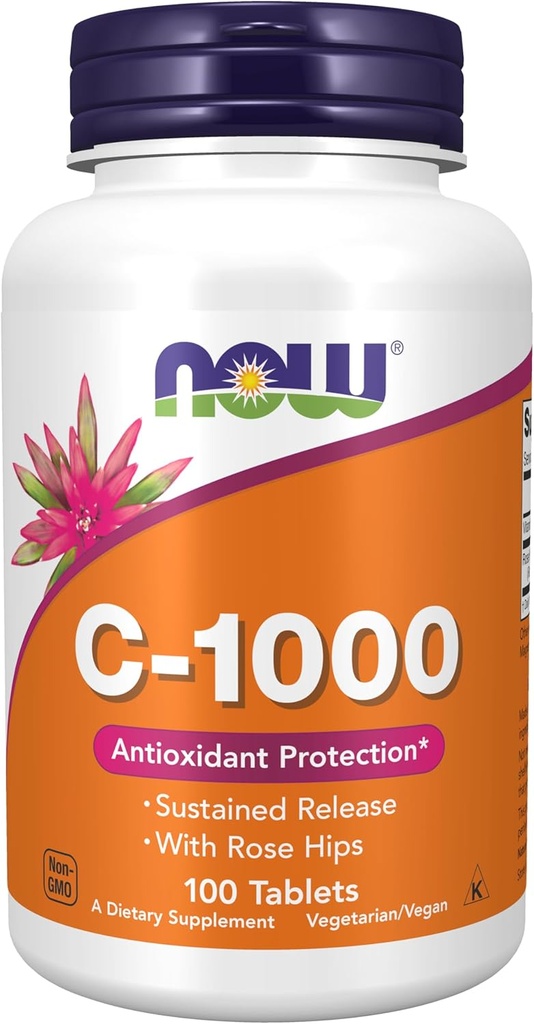 JETZT Nahrungsergänzungsmittel, Vitamin C-1.000 mit Rose Hips, Sustained Release, Antioxidant Protection*, 100 Tabletten