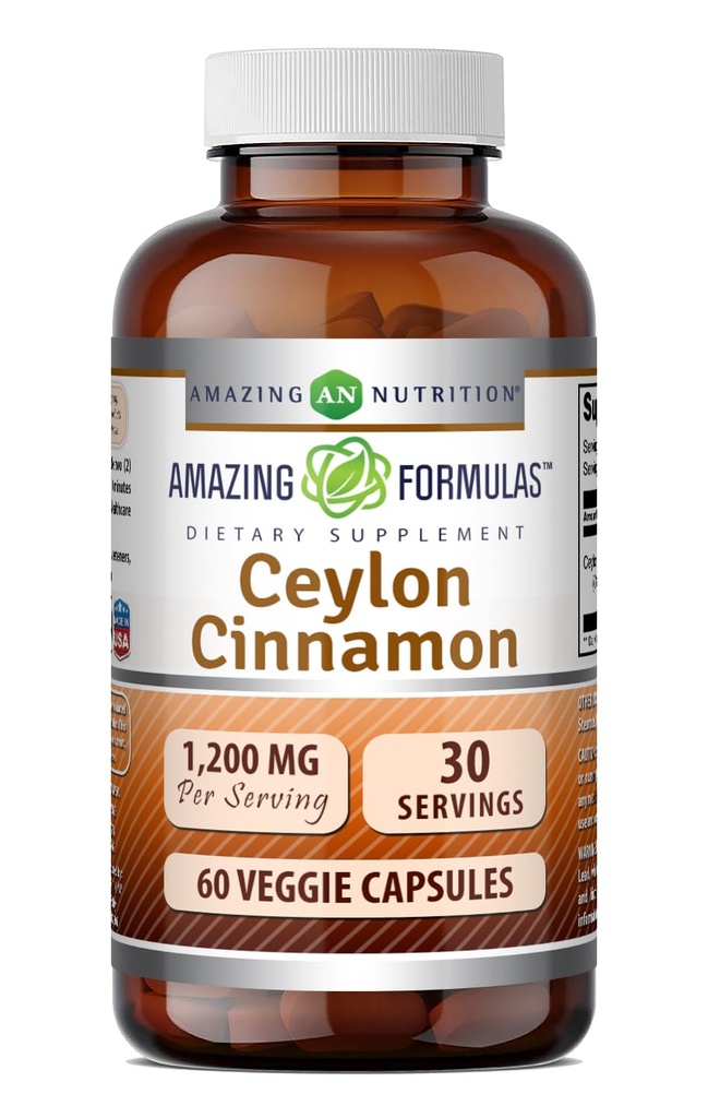 Formules étonnantes Ceylan Cinnamon 1200 Mg Supplément de Végétariens Capsules non-OGM