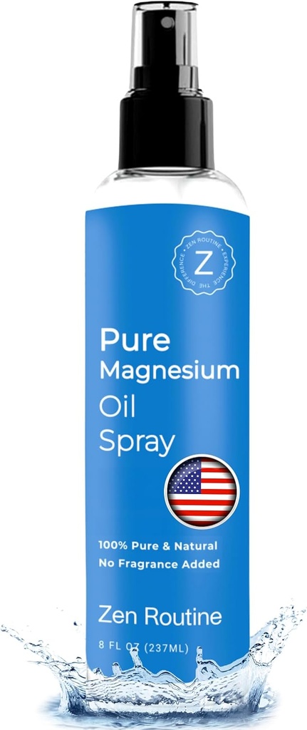 Reines Magnesiumöl Spray – 8oz (Single) – USP-Grad – Magnesiumöl für Füße, Körper, Muskeln & Leg Cramps – Topal Magnesium Glycinate, Aceite de Magnesio, Organic Magnesium Chloride – Made in the USA