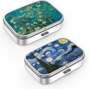Pill Box 2 Compartment Small Pill Case,Portable for Pocket or Purse Pill Organizer Pill Container Holder to Hold Vitamins, Medication, Fish Oil and Supplements(2PCS)