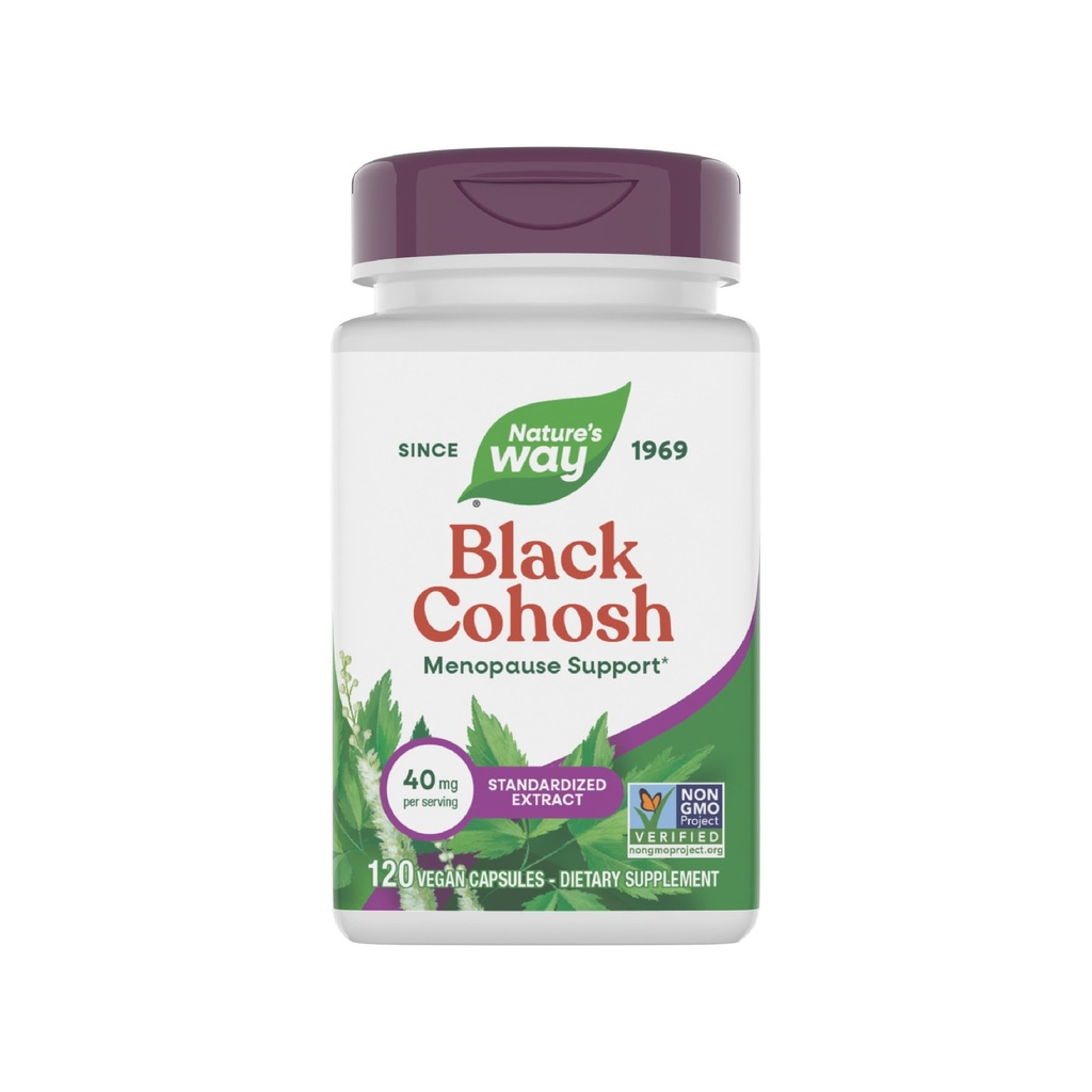 Nature's Way Premium Black Cohosh, Menopause Unterstützung für Frauen*, 40 mg pro Portion, 120 Vegan Kapseln