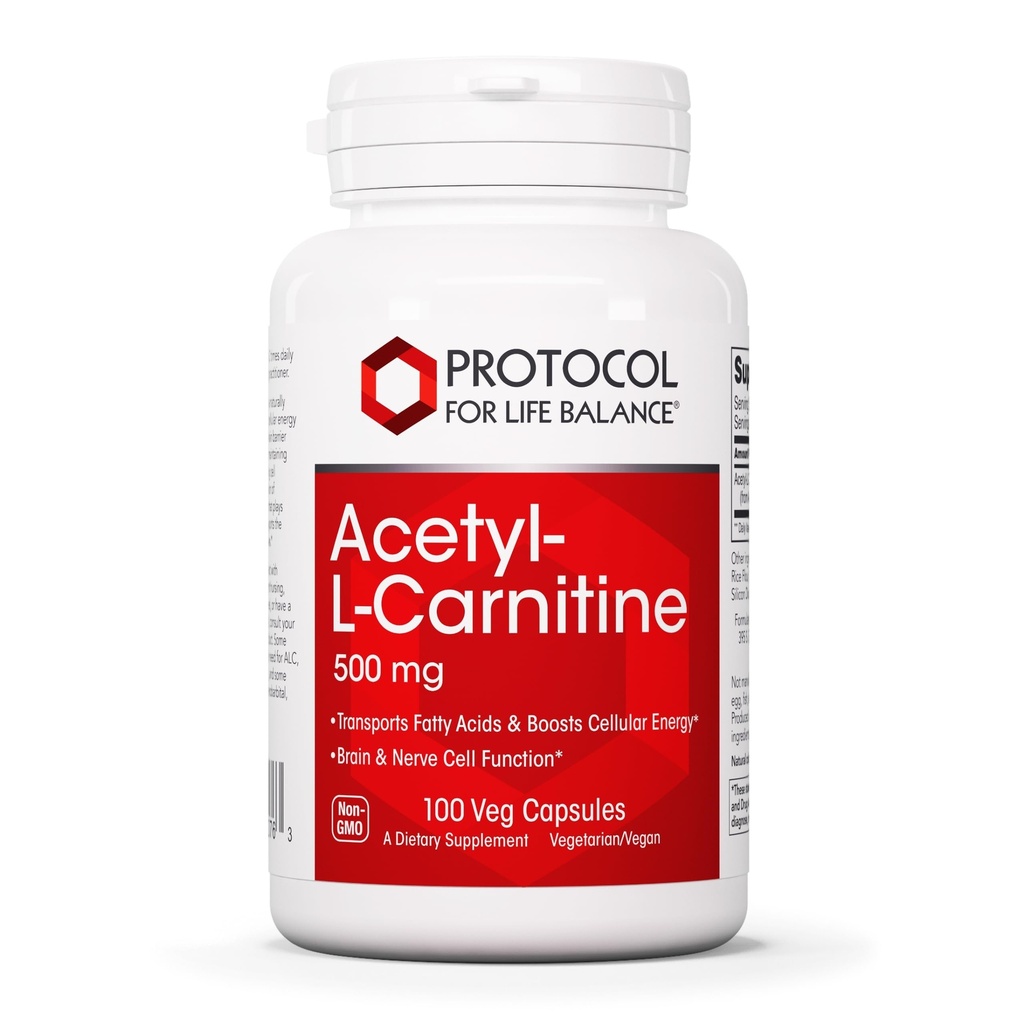 Protokoll Acetyl- L-Carnitin 500mg - Energieergänzung, Nerve und Gehirnunterstützung - 100 Veg Caps