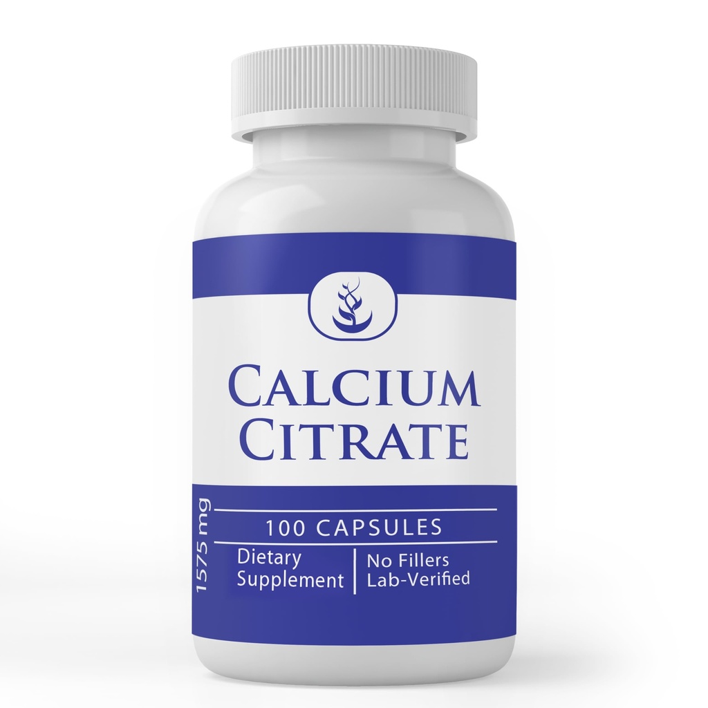 Reine Original Zutaten Calcium Citrat (100 Kapseln), Immer rein, keine Additive oder Füllstoffe, Lab Verifiziert