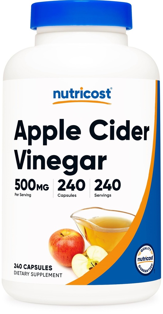 Nutricost Apple Cider Essig Kapseln 500mg, 240 Vegetarische Kapseln - Natürlich, Vegetarisch, GMP, Non-GMO und Glutenfrei