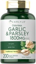 Carlyle Sans odorat Ail et persil 1800mg , 200 Softgels , Supplément sans gluten