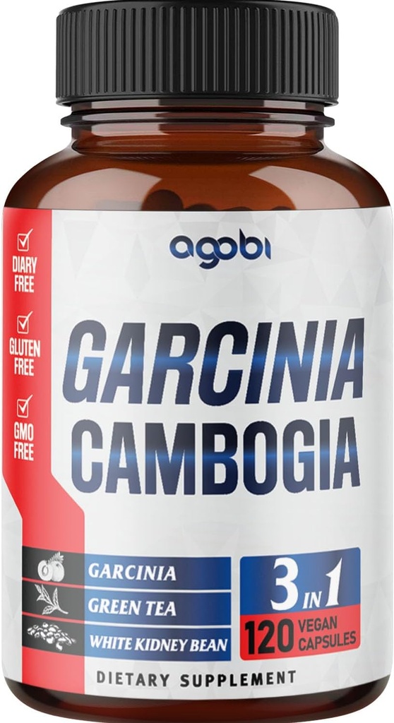 agobi 3in1 Garcinia Cambogia Capsules d'extrait - 11200mg supplément à base de plantes pour la santé du corps et le soutien immunitaire - mélangé avec le thé vert biologique et le haricot rein blanc - 120 capsules végétaliennes - 2 mois d'approvisionnement