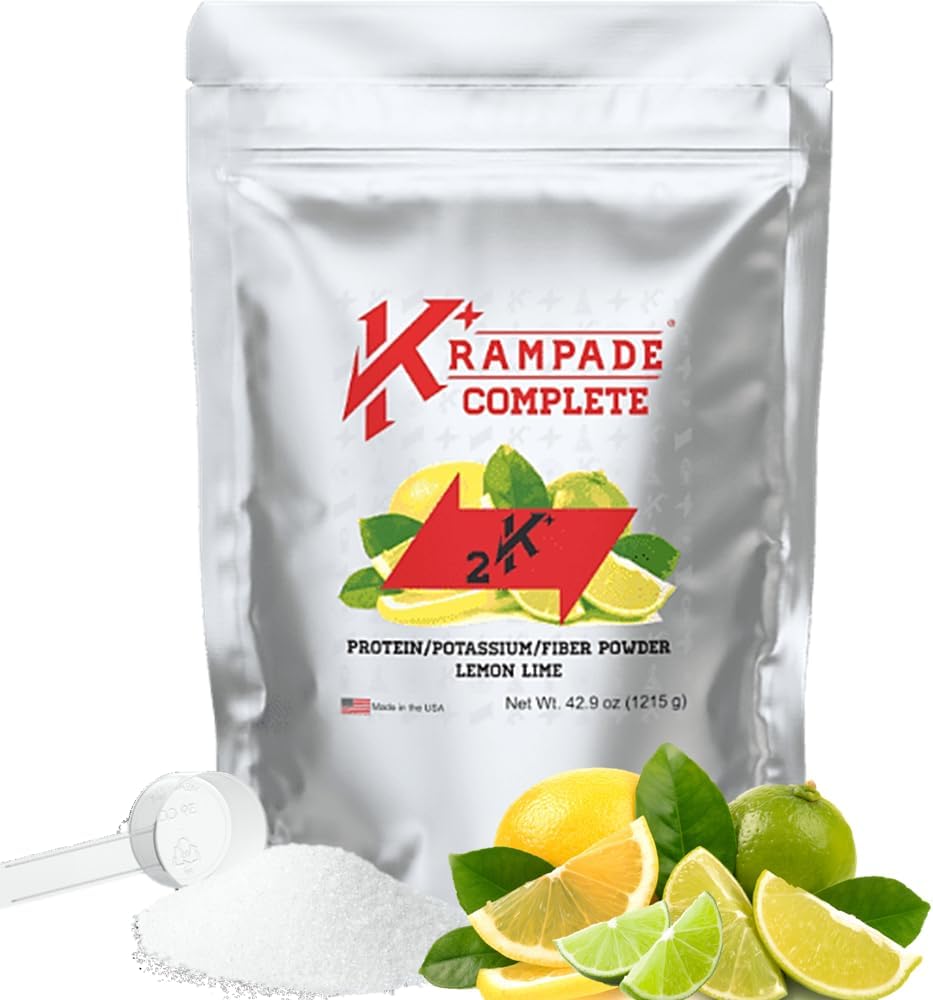 Krampade Whey Protein Fiber Supplement Elektrolyte Pulver | 30g Protein & 7g BCAA + 9g Soluble Fiber + 2.000mg Kalium + Magnesium Supplement| >2X Mehr K+ Than Coconut Water