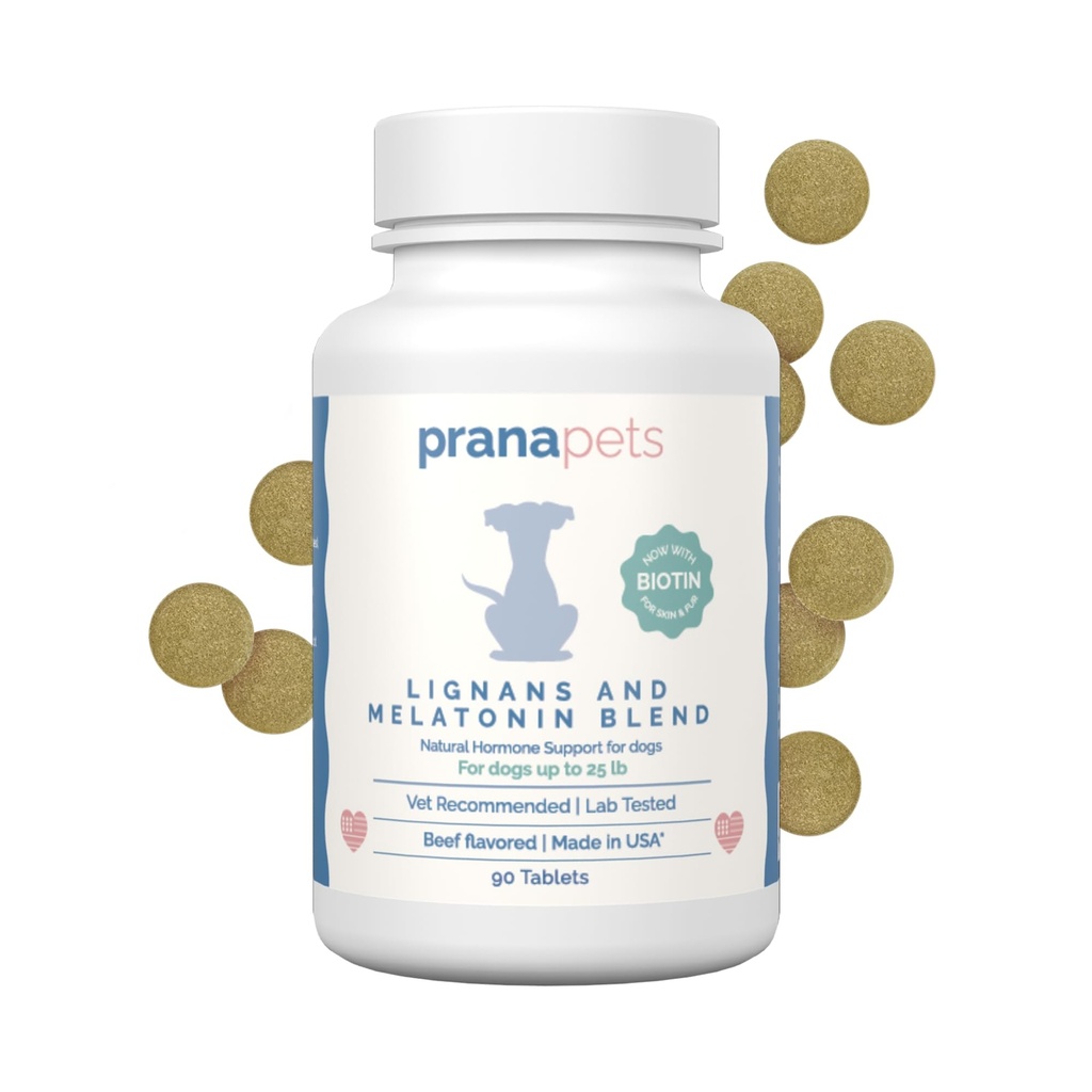 PranaPets Lignans & Melatonin mit Biotin Blend Naturally Aids in Relieving Symptoms of Cushing’s in Dogs bis zu 25 lb | Promote Healthy Balance & Overall Well-Being