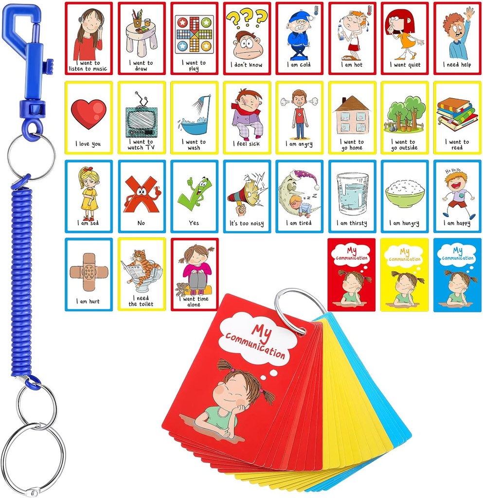 27 Autism Communication Cards Visual Aid Nonverbal Communication Board Rede Delay Gefühle Gefühle Flash-Karten Autismus besondere Bedürfnisse Cue Cards Sprachlernspielzeug für Kinder Kinder Erwachsene