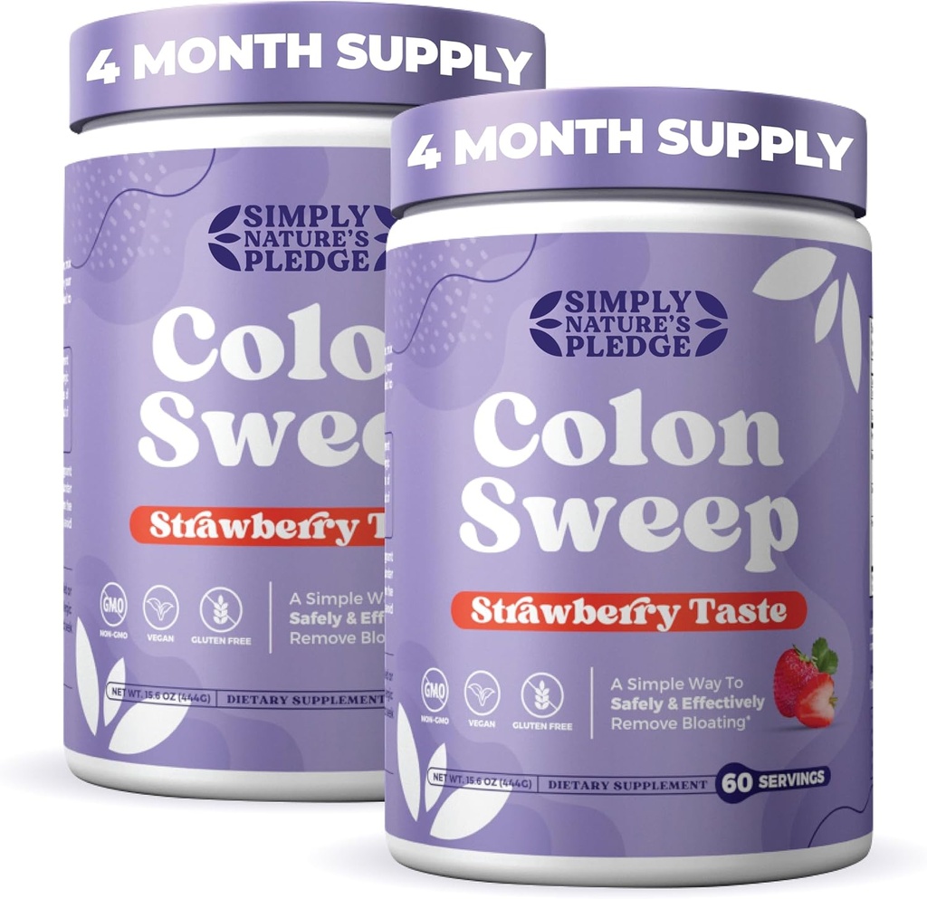 ColonSweep Psyllium Husk Pulver Colon Cleanser - Vegan, Glutenfreie Faser-Ergänzung - Safe Colon Cleanse for Constipation Relief, Bloating Relief & Gut Health -16 OZ (60 Servietten) - 2 Pack