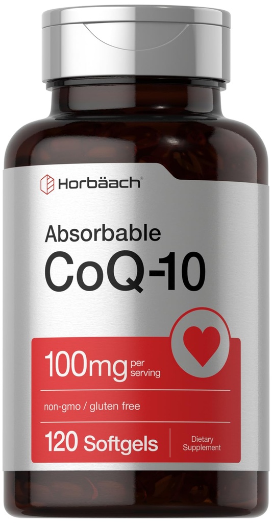 Horbäach CoQ10 100mg Softgels | 120 Count | Non-GMO und glutenfreie Ergänzung
