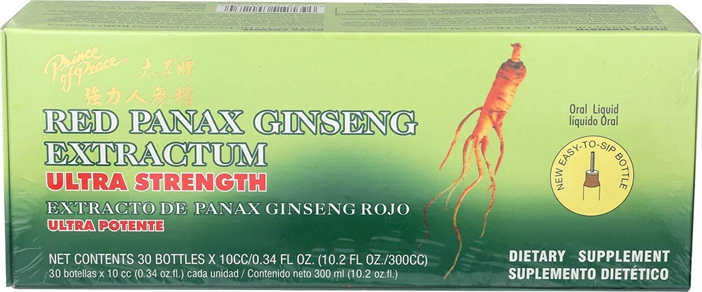 Prince of Peace Red Panax Ginseng Extractum Ultra Strength, 2 Pack - 60 Flaschen, 0.34 fl. oz. Jeder – Brain Boosting