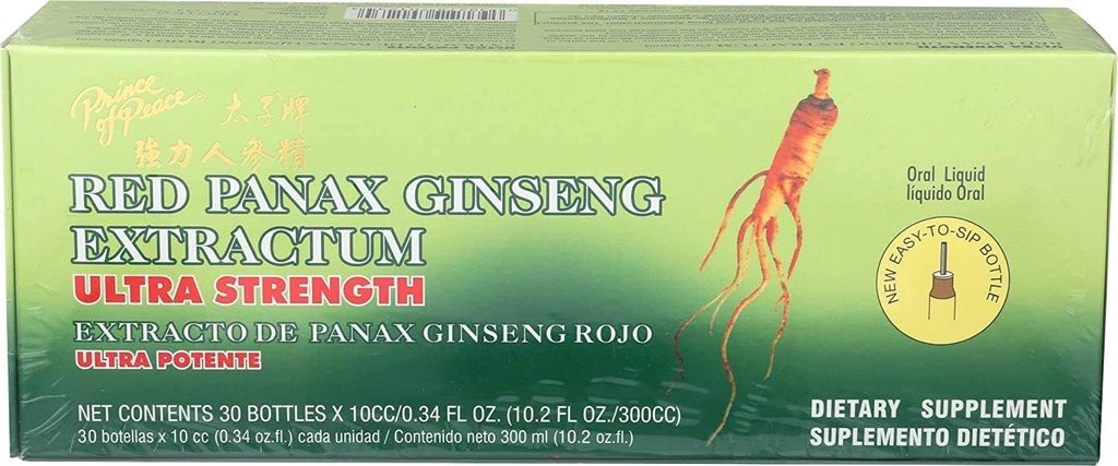 Prince of Peace Red Panax Ginseng Extractum Ultra Strength, 2 Pack - 60 Flaschen, 0.34 fl. oz. Jeder – Brain Boosting