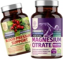 No One Nutrition N1N Citrate de magnésium premium [1250mg] et soutien de la pression artérielle [13 ingrédients contenant de l'épine et de l'hibiscus], 2 paquets