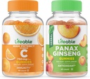 Lebensfähiges Vitamin C 750mg + Panax Ginseng, Gummies Bundle - Große Verkostung, Vitaminergänzung, Glutenfrei, GMO frei, Kaugummi