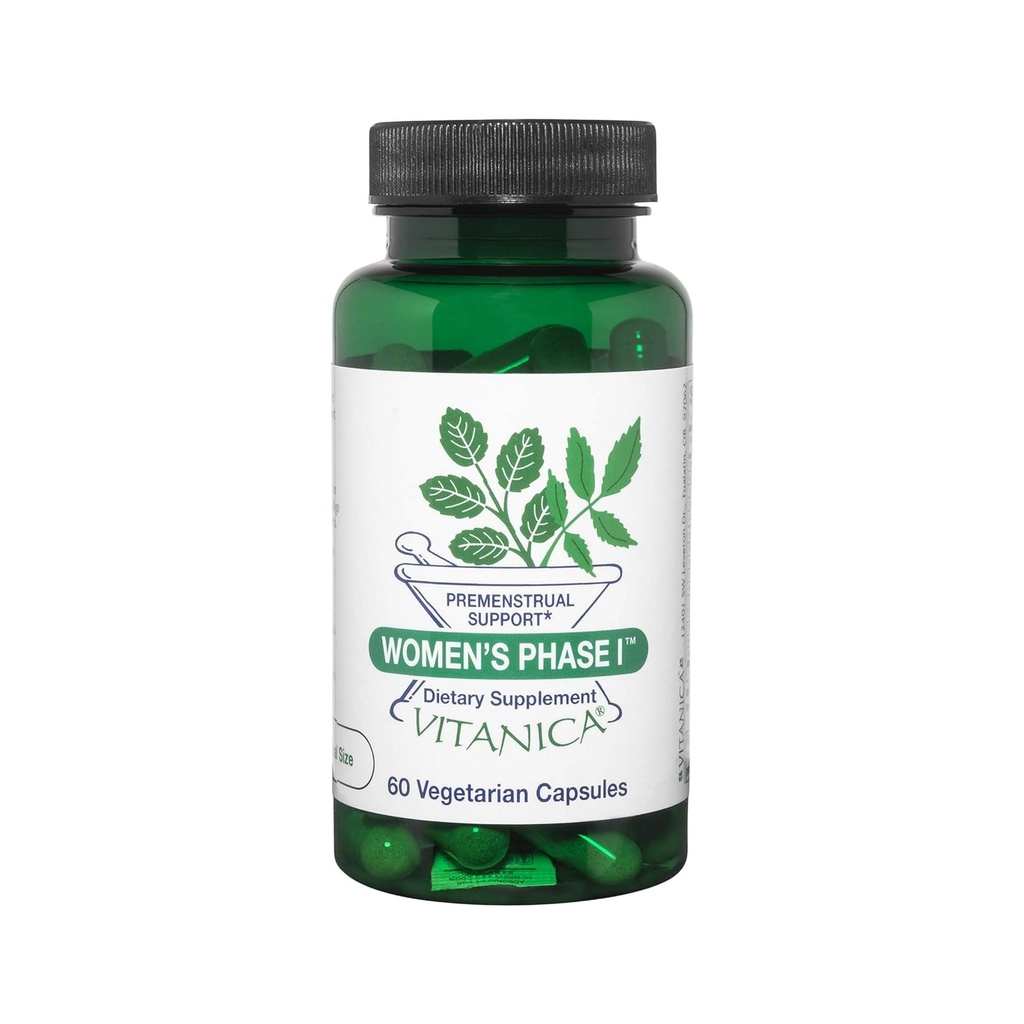 Vitanica Femmes Phase I, Soutien Prémenstruel, Vegan, 60 Capsules