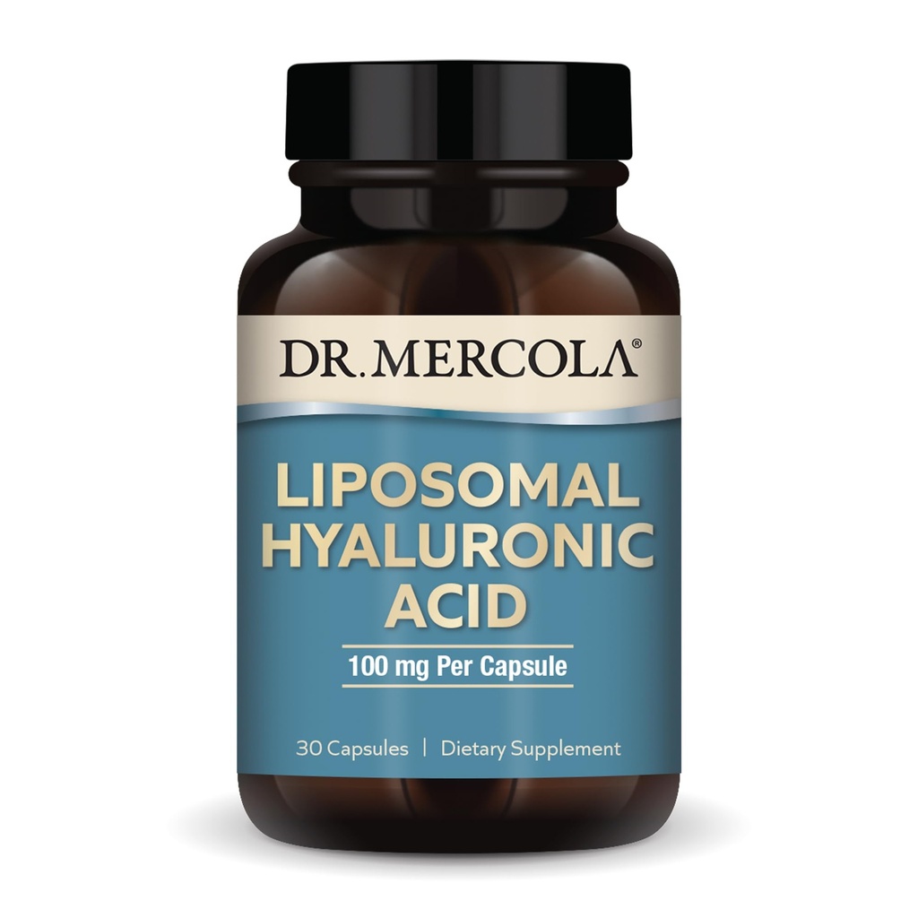 Dr. Mercola Liposomal Hyaluronsäure, 30 Servierungen (30 Kapseln), 100 mg pro Kapsel, Nahrungsergänzungsmittel, fördert Haut Aussehen, Nicht-GVO