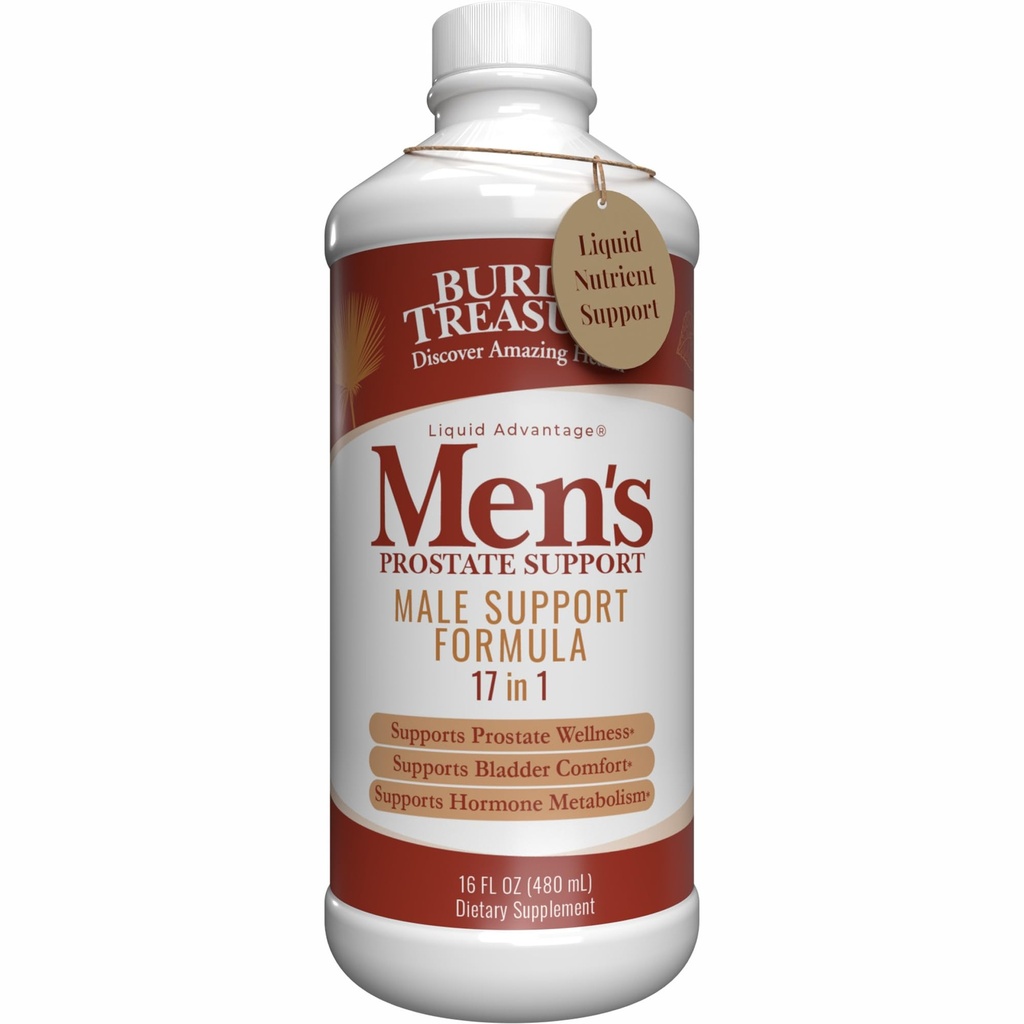Trésor enseveli : Prostate complète pour hommes - Supplément de formule à base de plantes naturelles avec Palmetto de scie, Barque de Pygeum et Bouilloires stines pour soutenir une fonction urinaire et de la prostate saine - 16 oz