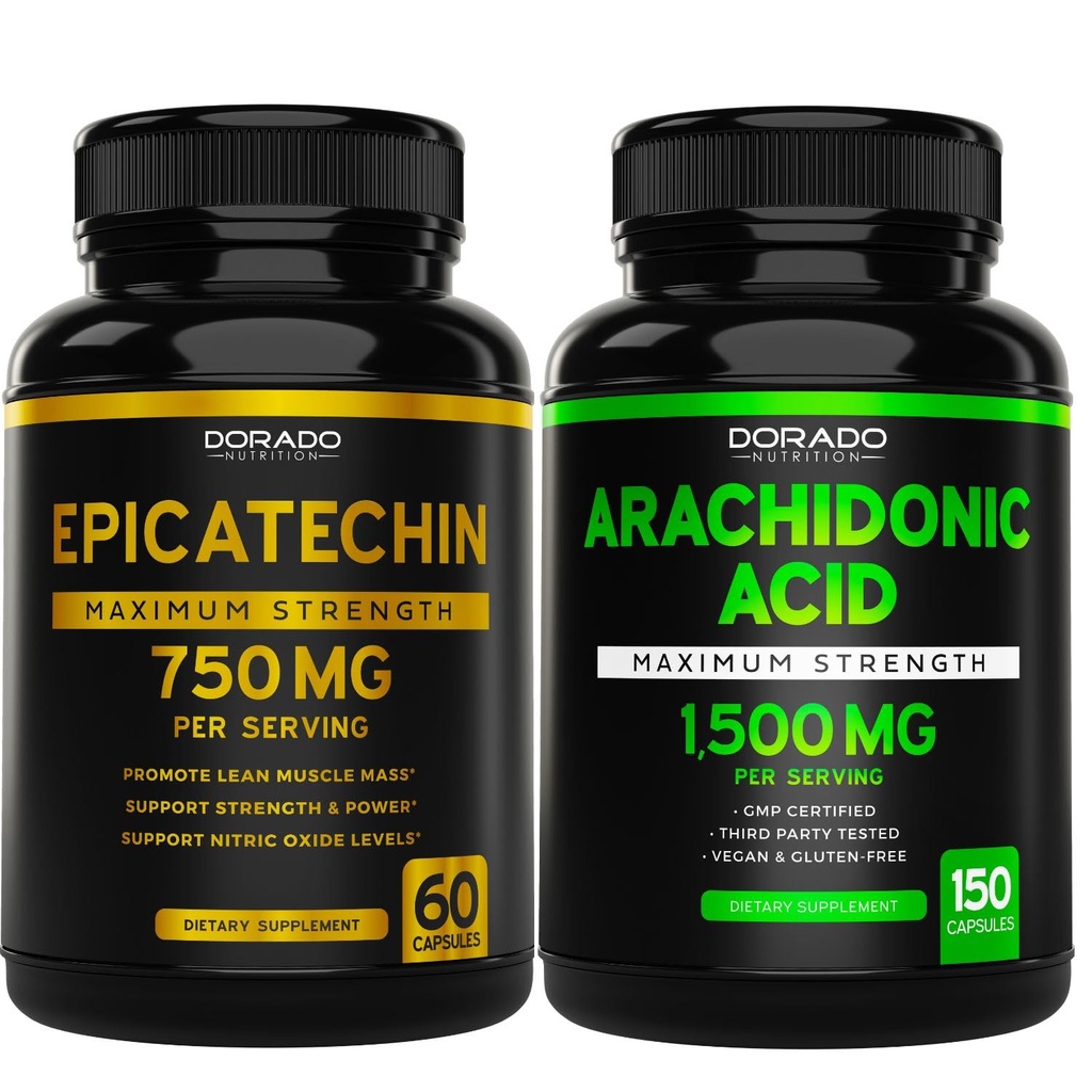 DORADO NUTRITION Epicatechin Extrakt 750mg Pro Servieren - (120 Kapseln) und Arachidonsäure Beilage 1500mg (150 Kapseln)