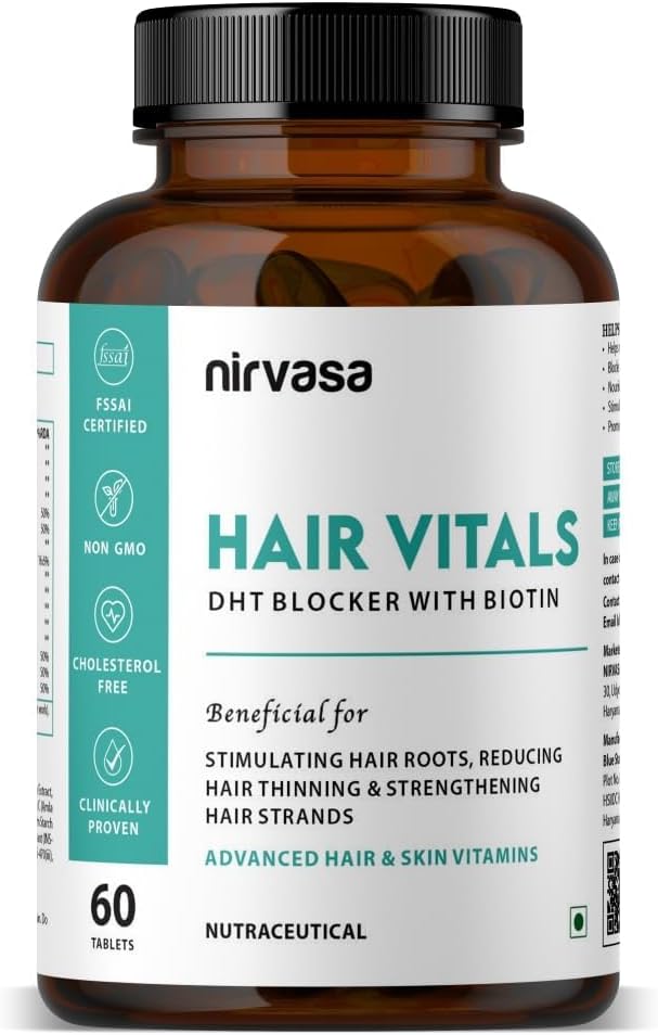 Haar Vitale DHT Blocker mit Biotin Tabletten mit Beta-Sitosterol & Stinging Nettle Root Extract | Haar Vitamine für Männer & Frauen - 60 Tabletten