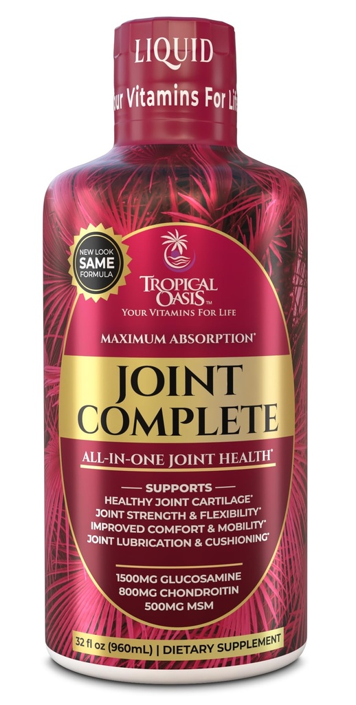 Complément articulaire complet Premium- Liquide avec/Glucosamine, Chondroitine, MSM, acide hyaluronique – pour os, santé articulaire - 96 % d'absorption maximale – 32 oz, 32 serv