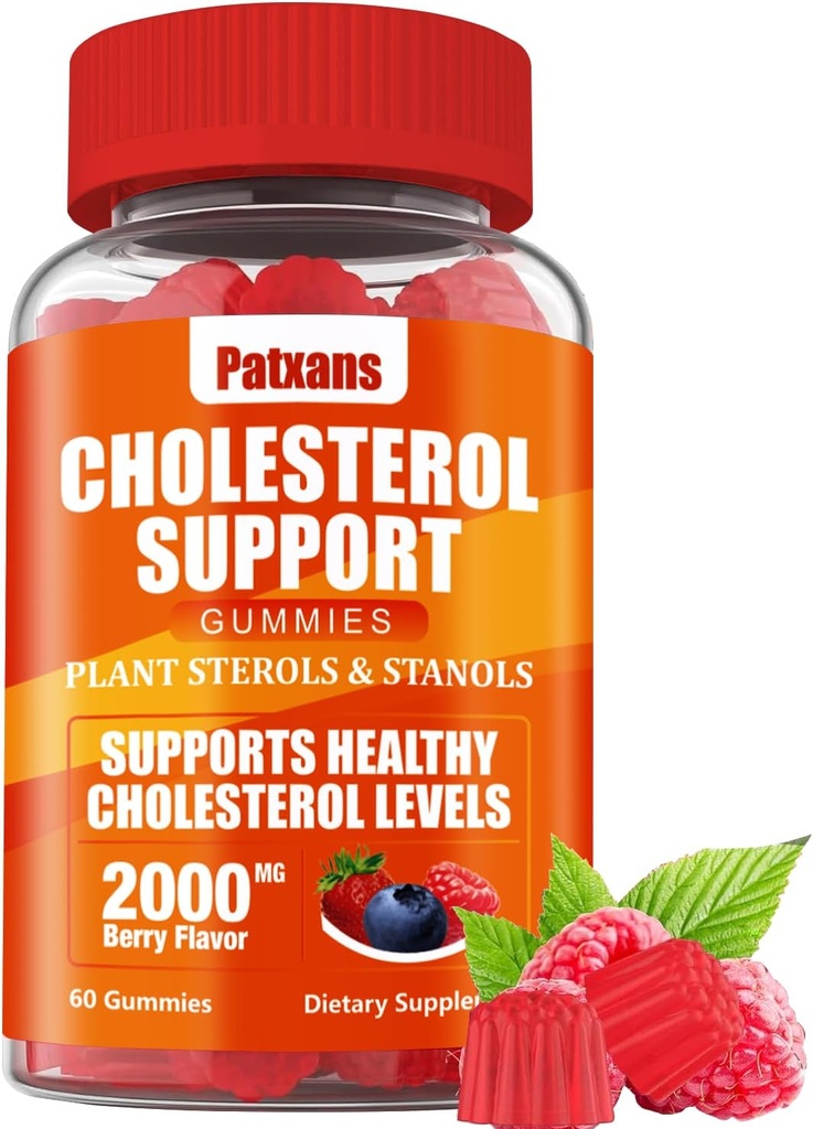 Gommies de soutien à l'emballage de cholestérol, contenant 2000MG de stérols et de stérols végétaux, Gommies de complexe de cholestérol, soutien à des niveaux de cholestérol sains, soutien énergétique, aromatisants mixtes, 60 comtes