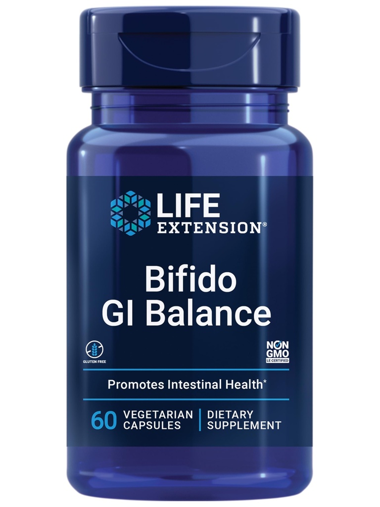 Life Extension Bifido GI Balance, probiotics, Bifidobacterium longum BB536® (2 Billion CFU), Support Healthy Gut & Digestive Health, Gluten-Free, Non-GMO, Vegetarian, 60 Capsules