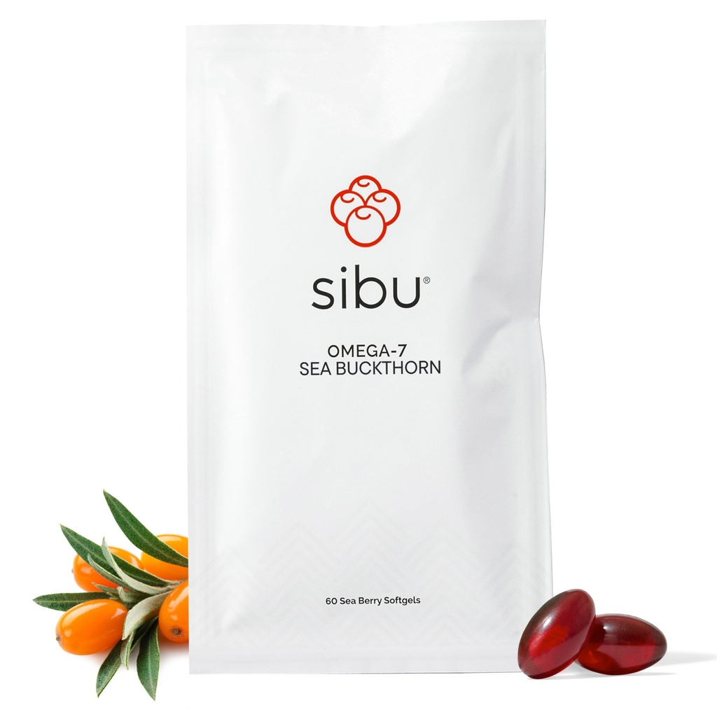 sibu Sea Buckthorn Omega-7 Softgels (30-Day Refill Sachet) – Ergänzung für gesunde Haut, Haar, Nägel und Trockenheit