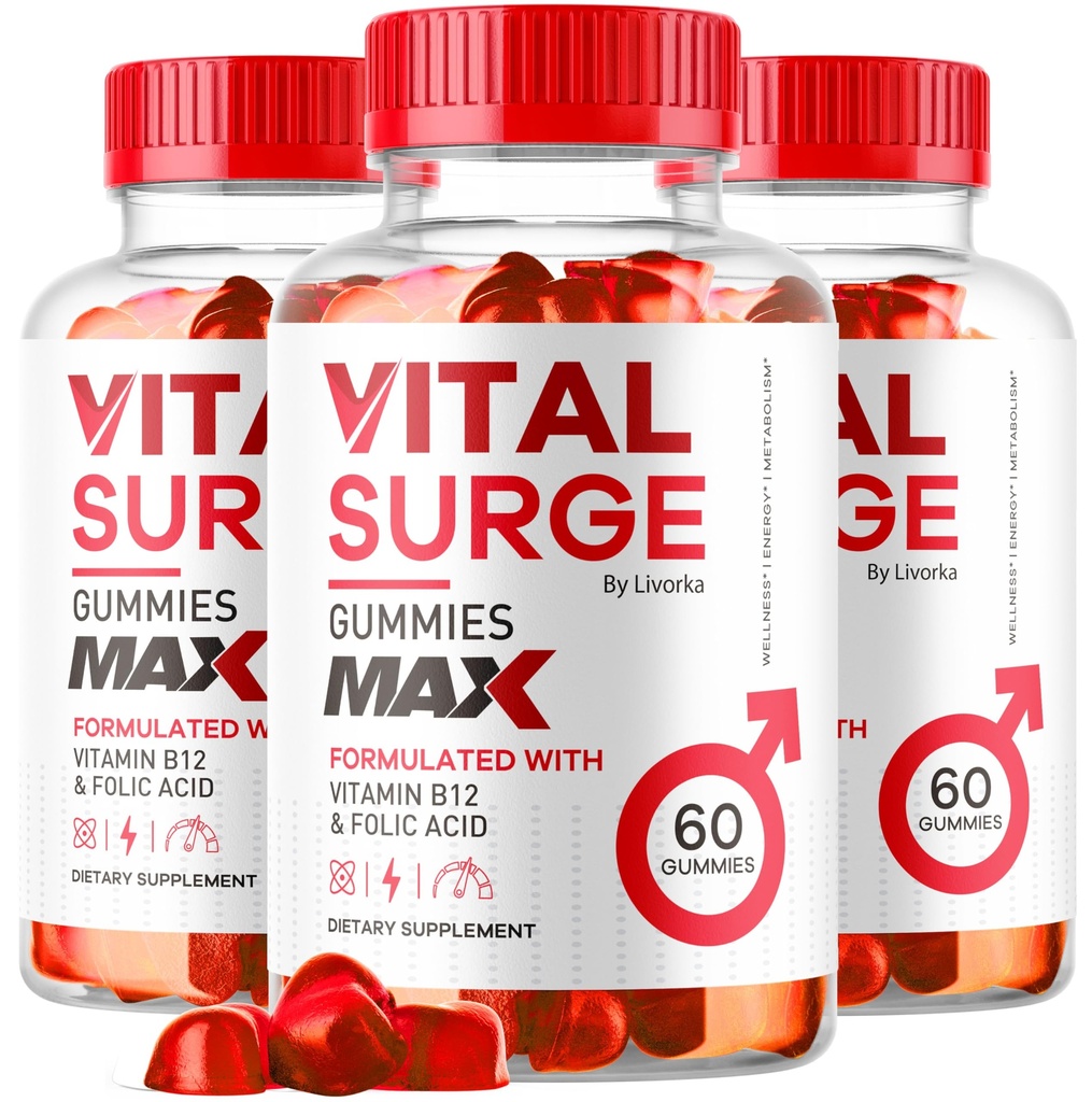 (3 Pack) Vitalchirurgie - Vitalchirurgie für Herrengummis, Vital Vita Surge Max Maximum Strength 1050 MG, Vitalchirurgische Ergänzung Unterstützung Gummy Advanced Formula, Premium Vitamin Gomitas (180 Gummi)