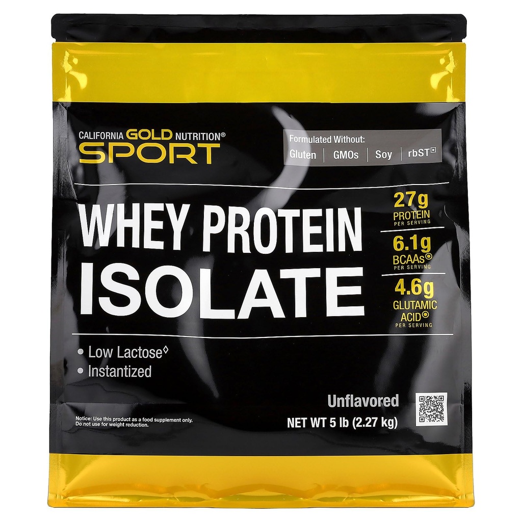 California Gold Nutrition Sport, Isolation des protéines de lactosérum, non aromatisée, 5 lb (2,27 kg)